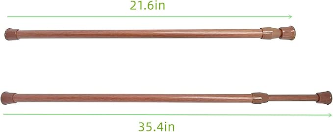 6 Pack Cupboard Bars Tension Rods, 21.6-35.4 Inch Spring tensions rods Steel Adjustable Tension Curtain Rod shower Rod Closet Rod Window Rods (Wood Grain)