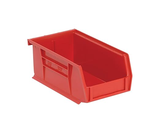 QUANTUM STORAGE SYSTEMS K-QUS220RD-20 20-Pack Stack and Hang Plastic Bin Storage Containers, 7" x 4" x 3", Red