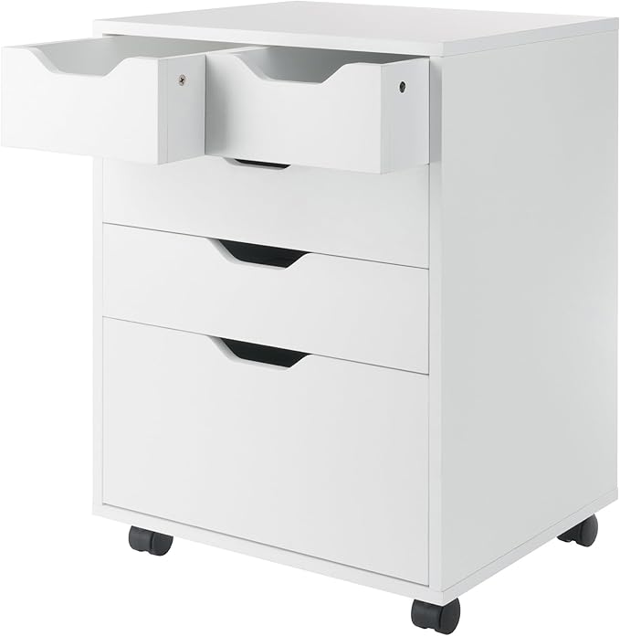 Winsome Halifax Mobile Storage Cabinet with 5 Drawers in White, Stylish & Functional Home Storage Cabinet for Filing, Kitchen Organization, Moveable Furniture for Office, Dorms, Apartments