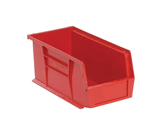 QUANTUM STORAGE SYSTEMS K-QUS230RD-8 8-PackStack and Hang Plastic Bin Storage Containers, 10" x 5" x 5", Red