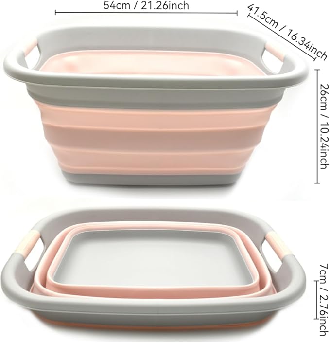 SAMMART 31L (8.1 gallon) Collapsible Plastic Laundry Basket - Foldable Pop Up Storage Container-Portable Washing Tub-Space Saving Hamper/Basket, Water capacity: 23L (6 gallon) (1, Pink)