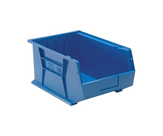QUANTUM STORAGE SYSTEMS K-QUS255BL-1 Stack and Hang Plastic Bin Storage Container, 16 inch x 11 inch x 8 inch, Blue