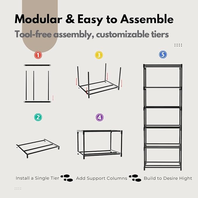 9-Tier Modular 3D Printer Filament Storage Rack, High-Strength Carbon Steel Spool Holder & Organizer, Holds 45-54 Spools(1kg), Space-Saving, Customizable, Tool-free Assembly