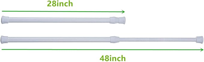 Tension Rods, 6 Pack Adjustable Spring Steel Cupboard Bars 28 to 48 Inches Tension Curtain Rod Shower Rod Closet Rod Tensions Rod Extendable Width