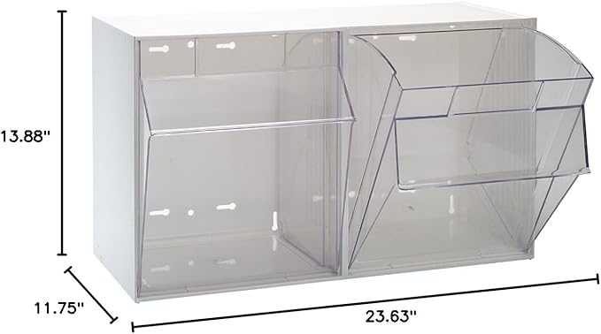 Quantum Storage Systems QTB302WT 2 Drawers Tip Out Cabinet Part Organizer White 14" H x 24" W x 12" D