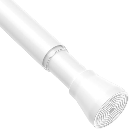 MEXAU Tension Curtain Rod for Windows 27 to 50 Inch，Spring Tension Rods White Curtain Rods No Drilling Adjustable Spring Rod Extendable Tension Rod for Kitchen, Bathroom, Window, Bookshelf.
