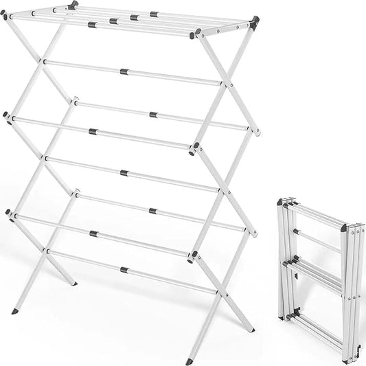 Maomo Standard Metal Drying Rack - Easy to Install Without Tools, Space-Saving telescoping Design, 16.93-29.92 inches Wide, White.
