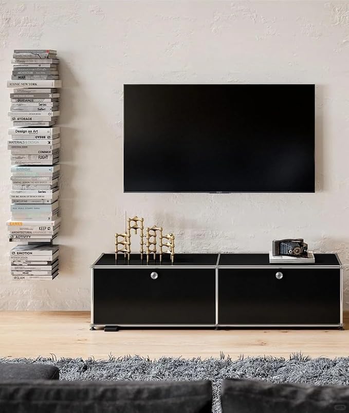 Modern Storage Cabinet Versatile Free-Standing Organizer for Living Room, Bedroom, and Home Office Décor, Black