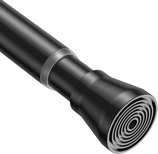 MEXAU 1Pack Black Tension Curtain Rod for Windows 29 to 64 inch, Never Rust adjustable curtain rod tension curtain rods no drilling，7/8 Inch spring loaded curtain rods for Doorway Closet Door