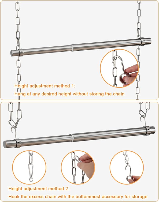 Hanging Closet Rod, Adjustable Width and Height Closet Rods Extender, 17-40inch Heavy-Duty Stainless Steel Bar, Space-Saving Closet Rod Hanging Clothes, 1Pack(Silver)