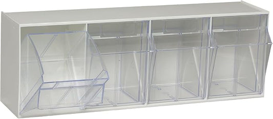 Quantum Storage Systems QTB304WT 4 Drawers Tip Out Cabinet Part Organizer White 9" H x 24" W x 7" D