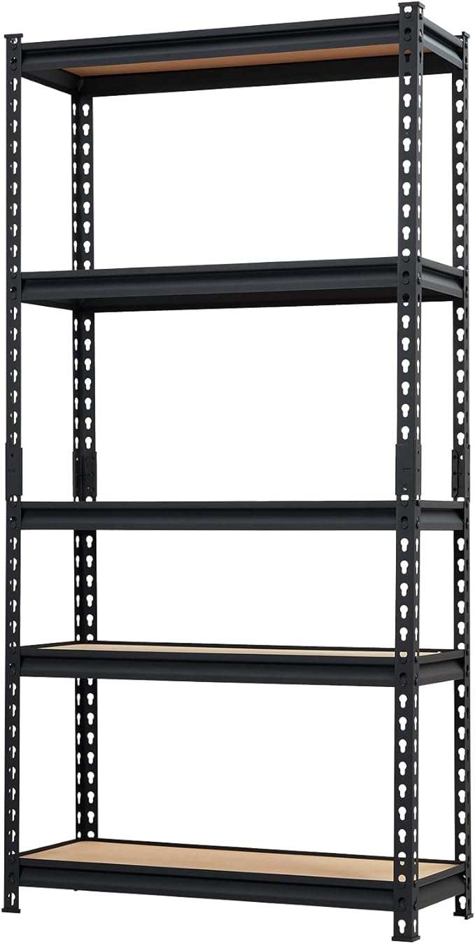 Heavy Duty Storage Shelves 5-Tier Shelving Unit, 2500 LBS Capacity Metal Rack for Garage Kitchen Pantry, Adjustable Shelves, 35" L x 18" W x 72" H