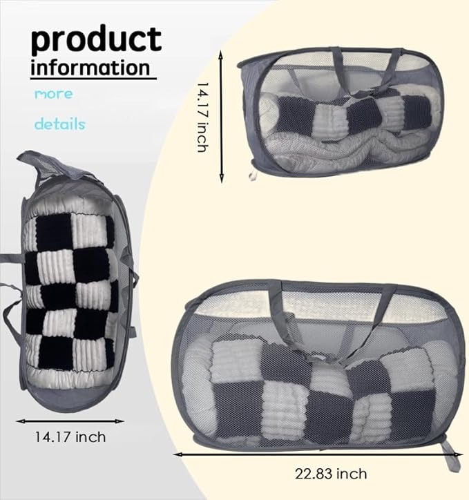 1 Pack Collapsible Laundry Baskets Popup Mesh Laundry Basket Durable Handles Foldable Clothes Hamper for Laundry Room College Dorm (1, grey)