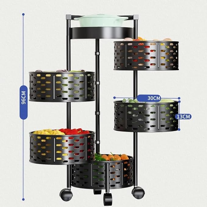 SKYMART 5 -Tier Kitchen Storage Rack – Heavy-Duty Carbon Steel Organizer Shelf | Freestanding Multipurpose Rack for Pantry, Countertop & Home Use | Space-Saving Design | Available in Black & White