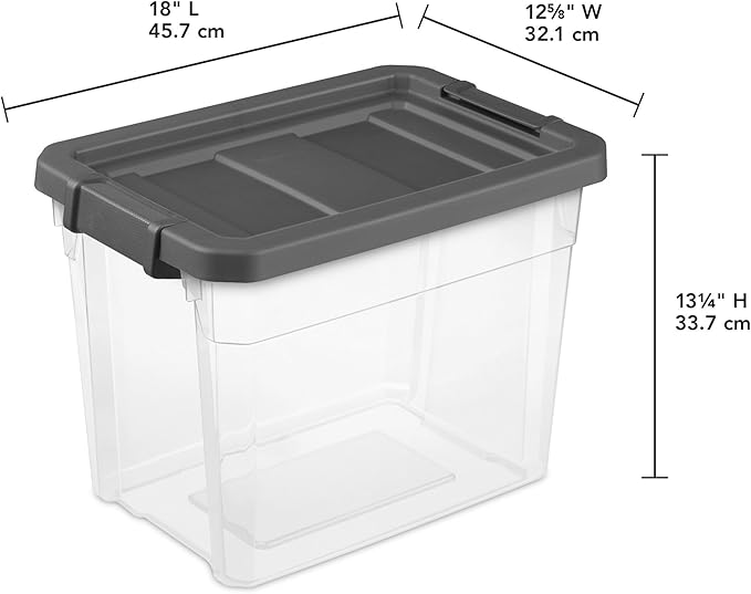 Sterilite 24-Pack Modular Stacker Box, Durable Clear Plastic Storage Bins with Latching Lids, 30 Quart - Stackable Organizing Container Boxes for Closet, Bathroom, and Office