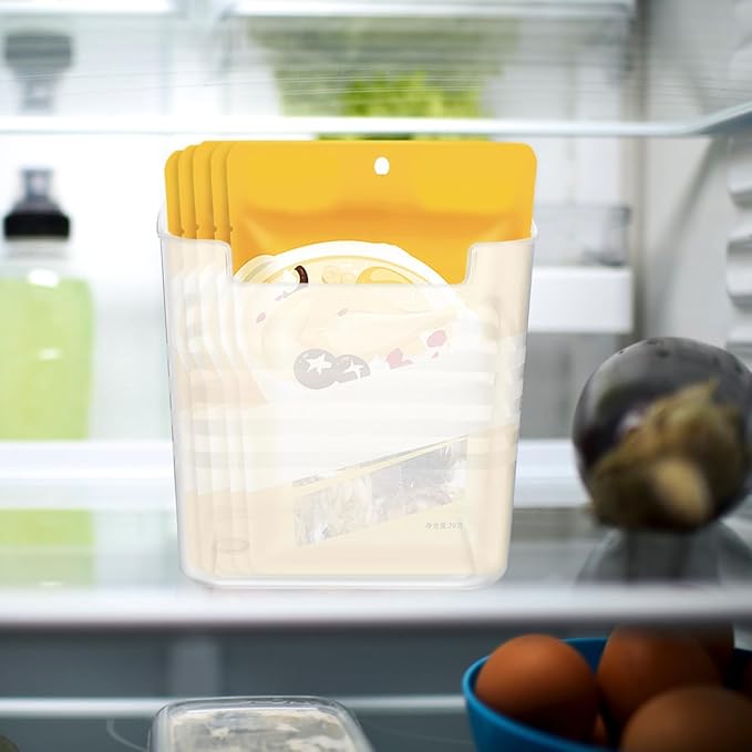 Zerodeko 2-Pack Fridge Side Door Storage Boxes Translucent Refrigerator Organizer Bins for Kitchen Essentials and Condiments Space-Saving Solution