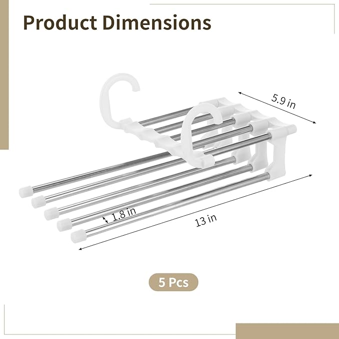 Multi Functional Folding Pants Rack, Five in One Storage Rack, White, Space Saving Design, Large Capacity (2, White)