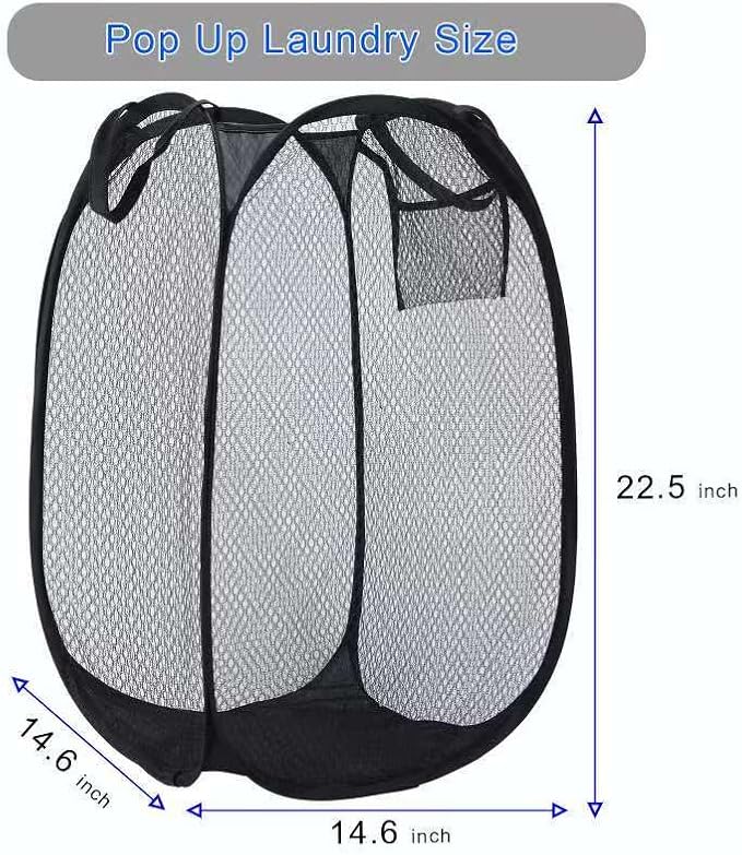 ULYSIA Collapsible Laundry Basket,Dirty Clothes Mesh Pop Up Hamper, Small Foldable Laundry Basket for Bathroom, Dorm, Travel Storage,Cruise Essentials Black