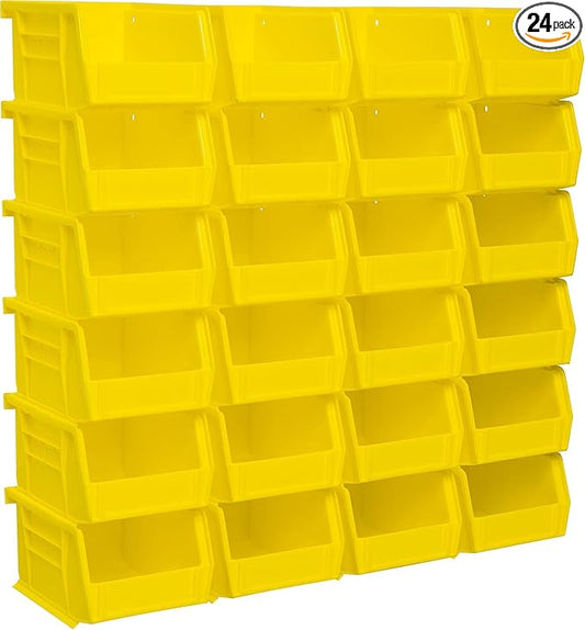 Akro-Mils 30210 AkroBins Plastic Storage Bins, Space-Saving Stackable Bins for Garage, Pantry, Craft Organization, 5" x 4" x 3", Yellow, 24-Pack