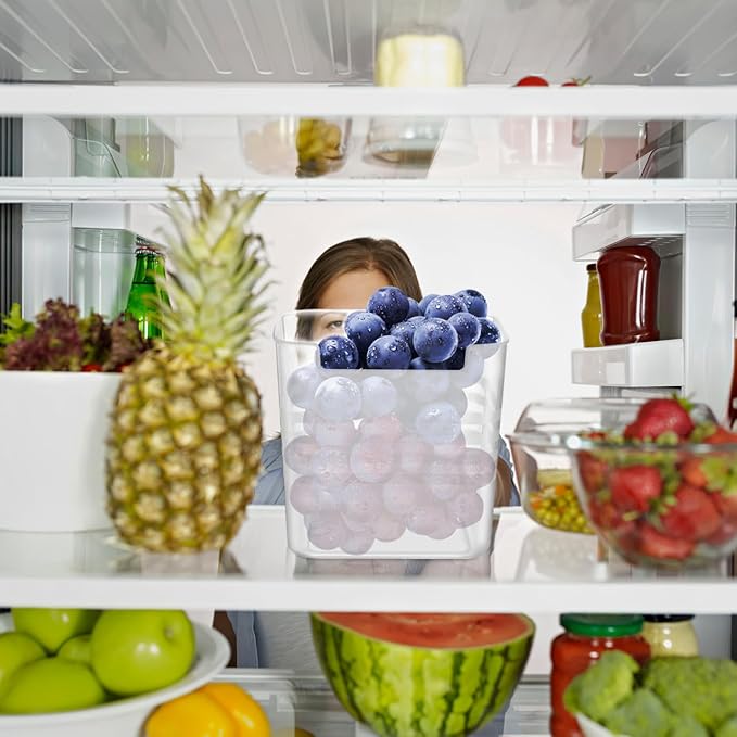 Zerodeko 2-Pack Fridge Side Door Storage Boxes Translucent Refrigerator Organizer Bins for Kitchen Essentials and Condiments Space-Saving Solution
