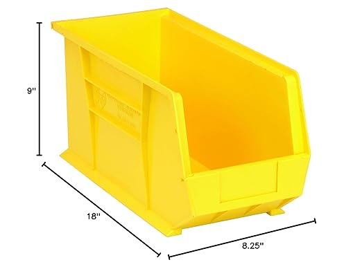 QUANTUM STORAGE SYSTEMS K-QUS265YL-2 2-Pack Ultra-Stack and Hang Bins, 18" x 8-1/4" x 9", Yellow