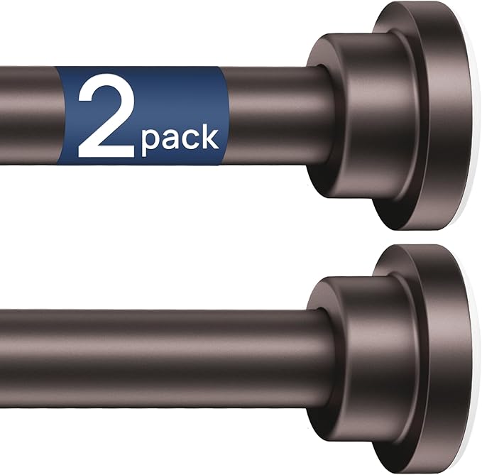 ENJOYBASICS 2 Pack Adjustable Spring Tension Curtain Rods 32 to 78 Inches, Stainless Steel Bronze Shower Rod No Drilling for Window, Bathroom, Closet, Room Divider, 7/8" Diameter