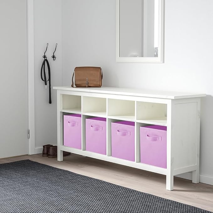 PowerKing Collapsible Storage Cubes with Handles, Fabric Foldable Bins for Closet Shelves, Durable Organization Storage Bins, 10.5'' x 11'' x 10.5'', 2 Pack, Pink