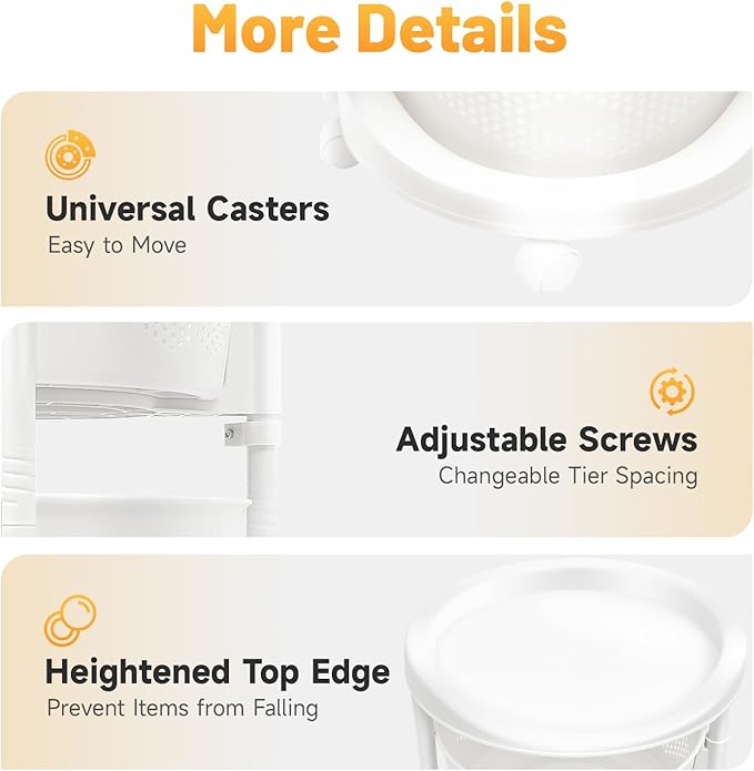 5 Tier Rotating Kitchen Storage Basket Rack Storage Shelf Cart Fruit Vegetable Organizer with Casters Rolling Multi-Layer Round Bin Storage Space Saver for Home Household Grocery