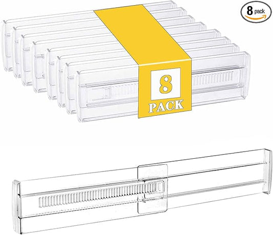 8 Pcs Drawer Dividers for Clothes, 3.15" High 11.34"-19.69" Adjustable Expandable Dresser Drawer Organizer, Clear Plastic Separators for Dresser, Baby Clothing (8, clear)