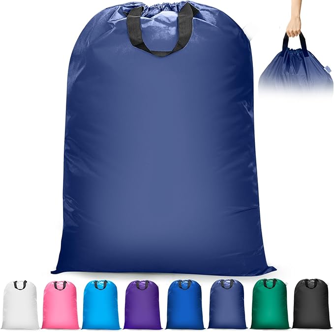 Isink Extra Large Heavy Duty Laundry Bag - 28" x 40", Travel Laundry Bag for Dirty Clothes, Camping & Travel (Navy)