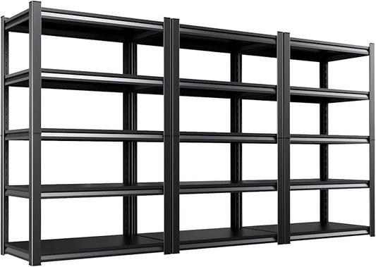 Set of 3 71"HGarage Shelving-2050LBS 5 Tier Storage Shelves,Adjustable Heavy Duty Metal Shelving Unit and Storage Large Rack,Utility Steel Shelf For Shop Warehouse Industrial Pantry 71"x35"x16"