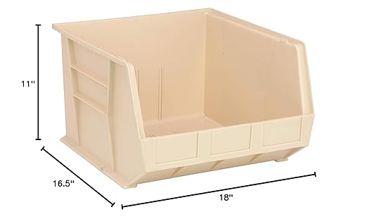 QUANTUM STORAGE SYSTEMS K-QUS270IV-1 Ultra-Stack and Hang Bins, 18" x 16-1/2" x 11", Ivory