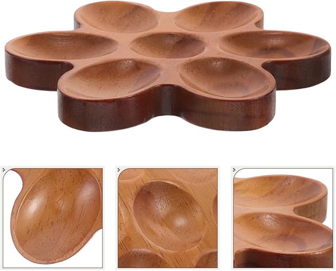 Unomor Wooden Egg Tray Creative Rustic Egg Holder Organizer for Countertop Fresh Storage Box 5.90X5.90X0.59In Multifunctional Kitchen Decor