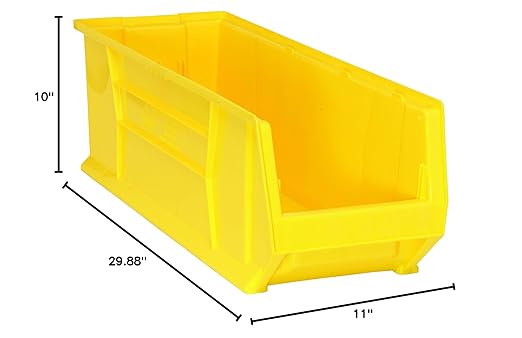 QUANTUM STORAGE SYSTEMS K-QUS973YL-1 Plastic Storage Stacking Hulk Container, 29-7/8" x 11" x 10", Yellow