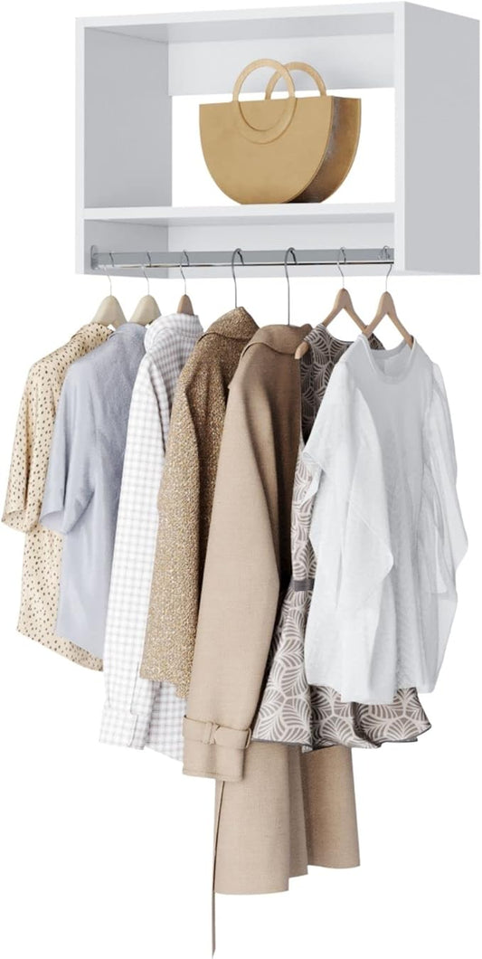 MC Modular Closets Vista Collection Tall Hanging Closet Organizer with Rod and Shelf (White, 34.5 Inches Wide)