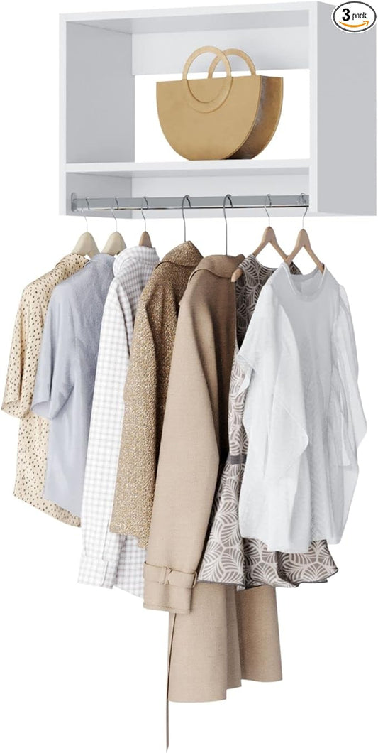 MC Modular Closets Vista Collection Tall Hanging Closet Organizer with Rod and Shelf (White, 24 Inches Wide)