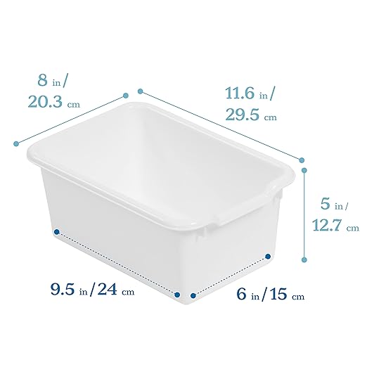 ECR4Kids Scoop Front Storage Bin, Multipurpose Organization, White, 15-Piece