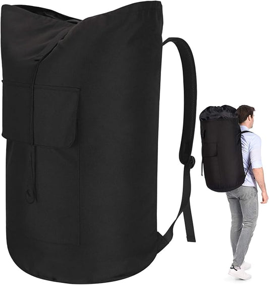 Backpack Laundry Bag, 115L Heavy Duty Extra Large College Laundry Backpack, Dirty Clothes Bag with Shoulder Straps, Laundry Hamper Bag with Drawstring Closure for College Dorm, Apartment Black