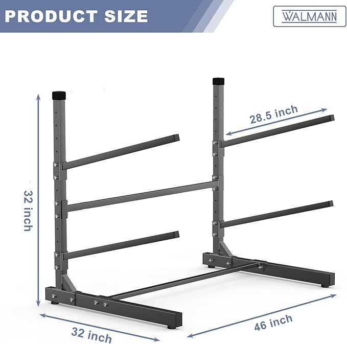 WALMANN Garage Kayak Rack, Heavy-Duty Metal Kayak Storage Rack Adjustable Freestanding Kayak Stand