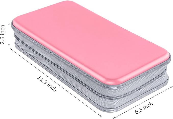 Siveit CD Case, DVD Case Holder 96 Capacity Hard Plastic CD DVD Disc Cases Storage Binder Wallet for Car Home Office Travel (Light Pink)