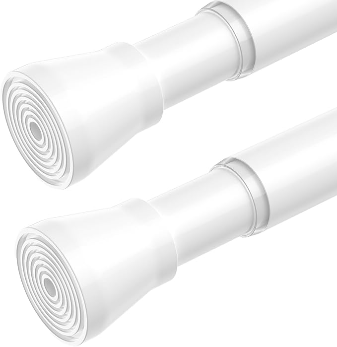2Pack Spring Tension Curtain Rod 45 to 76 Inch 7/8" Diameter No Drilling Adjustable White Curtain Rods for Window Doorway Closet Door Kitchen Bathroom
