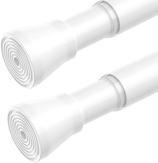 2Pack Spring Tension Curtain Rod 30-64 Inch 7/8" Diameter, Adjustable No Drilling Black Curtain Rods for Window, Doorway, Bathroom, Closet, Kitchen, Shower Stall