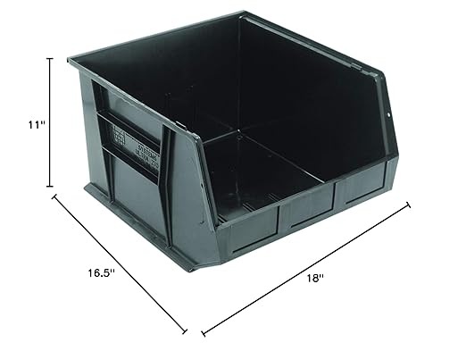 Quantum Storage K-QUS270BK-1 Ultra-Stack and Hang Bins, 18" x 16-1/2" x 11", Black