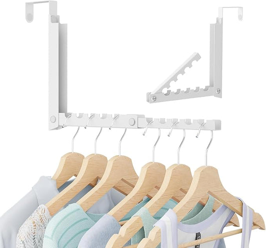 Over Door Hanger,Over the Door Clothes Hanger Space-Saving Over the Door Drying Rack,Door Hooks for Hanging,Back of Door Hooks,Larger Capacity Over the Door Hanger (1, White)
