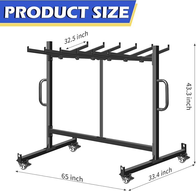 Folding Chair Racks for Storage, Heavy-Duty Folding Chair Cart with 550 LBS Capacity for 12 Tables or 42 Chairs, Multi-Function Chair Storage with Swivel Wheels, Dust Cover, 2 Binding Ropes