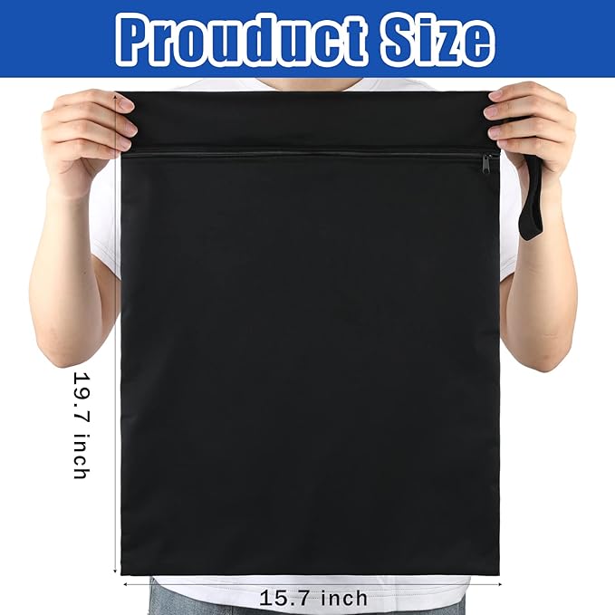Shappy 2 Pack Large Travel Laundry Bags, Large Wet Dry Waterproof Dirty Clothes Bag for Suitcase, Swimsuit Beach Gym College Dorm Wet Bag(Solid Black Navy)
