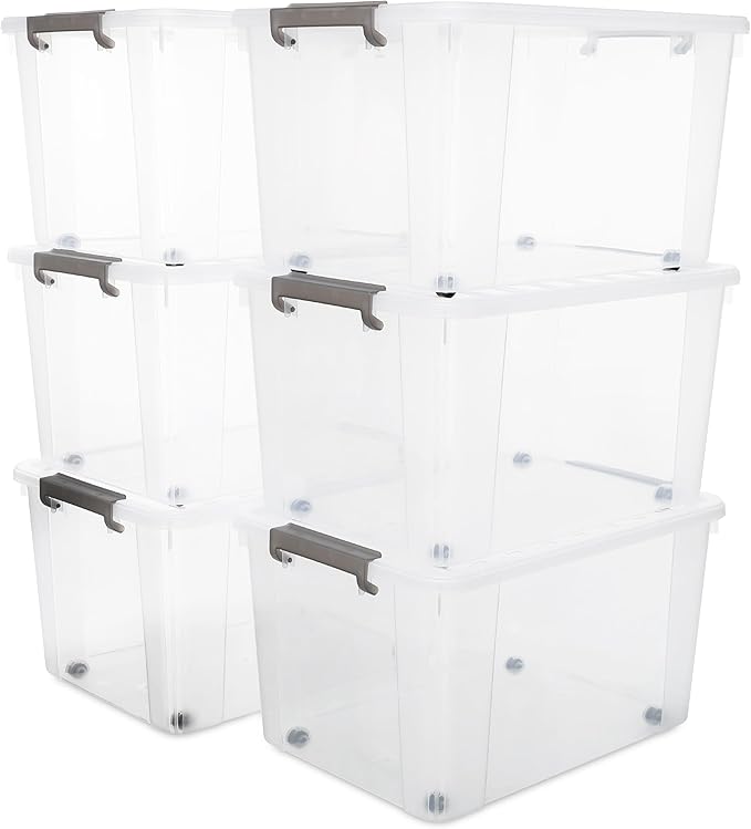 ITYLIFE CITYLIFE 6 Packs 69 QT Plastic Storage Bins with Lids Large Stackable Storage Containers for Organizing Clear Storage Box for Garage, Closet, Kitchen