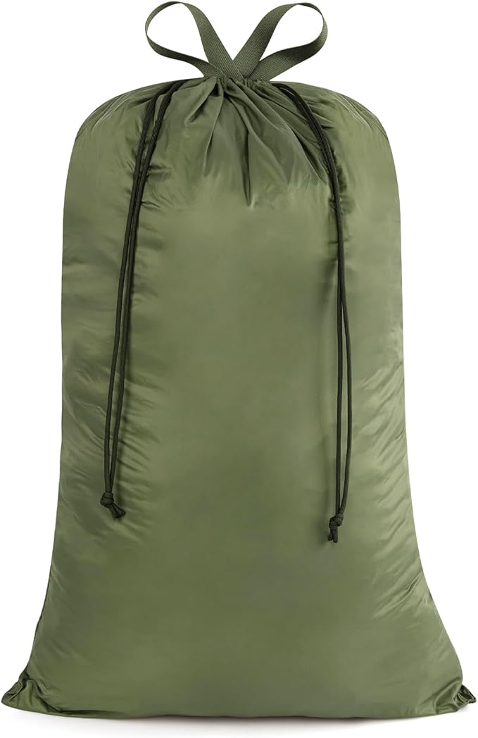 Heavy Duty Nylon Laundry Bag, Extra Large Sleeping Bag Storage Sack, Drawstring Closure with Carrying Handles, Ultra-Light for Camping, Outdoors, Machine Washable