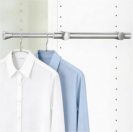 1Pcs Valet Rod for Closet Pull Out, Adjustable Heavy Duty Closet Valet Rod, Metal Stainless Steel Closet Rods for Hanging Clothes, Scarf, Pants, Silver
