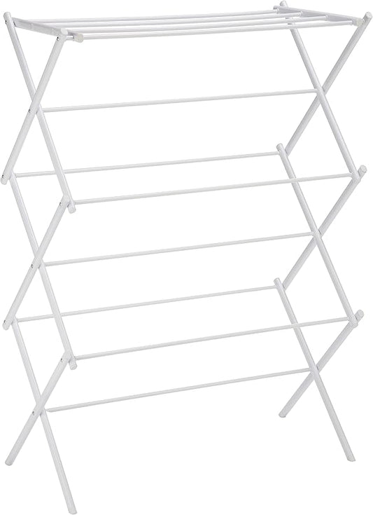 Amazon Basics Foldable Portable Clothes Drying Rack for Indoor Air Drying, Collapsible Design, 14.5" D x 29.5" W x 41.8" H, White